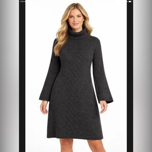 Depeche Mode Cozy Black Cable Knit Sweater Dress Size 18/20 Charcoal Black